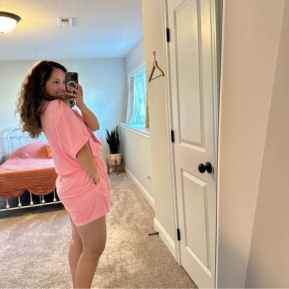 Good American Pink Terry Cloth Romper Large - Picture 2 of 12